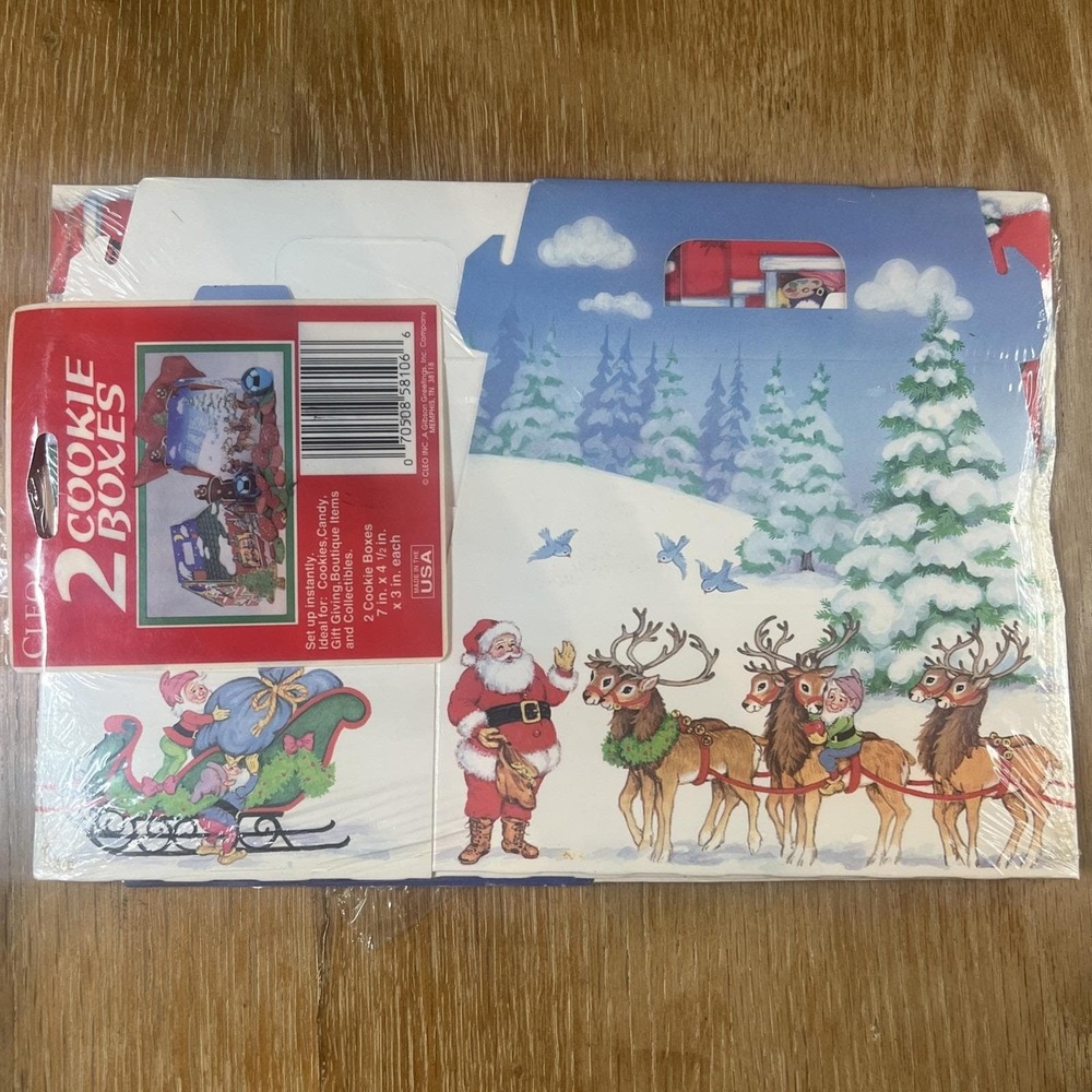Vintage Cleo 2 Cookie Candy Gift Boxes Christmas Holiday New!